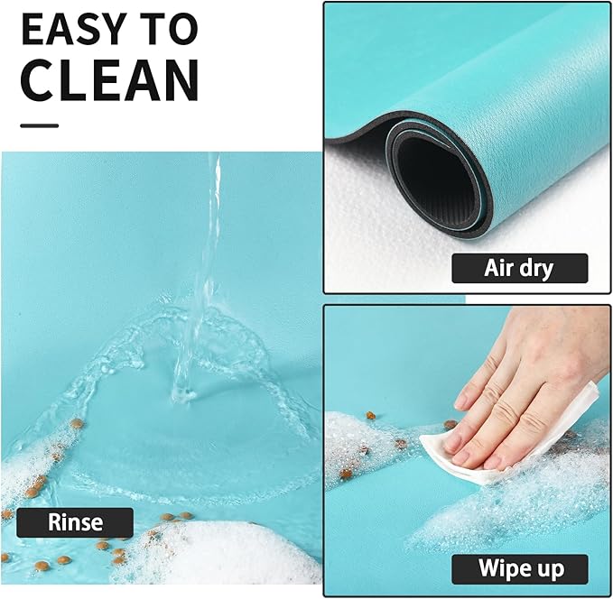 HotLive Dog Food Mat - Absorbent Cat Mat for Food and Water, No Stains Pet Feeding Bowl Mat, Easy to Clean Pet Placemats, Quick Dry Dog Water Dispenser Mat for Messy Drinkers | Paw Teal 18"x 28"