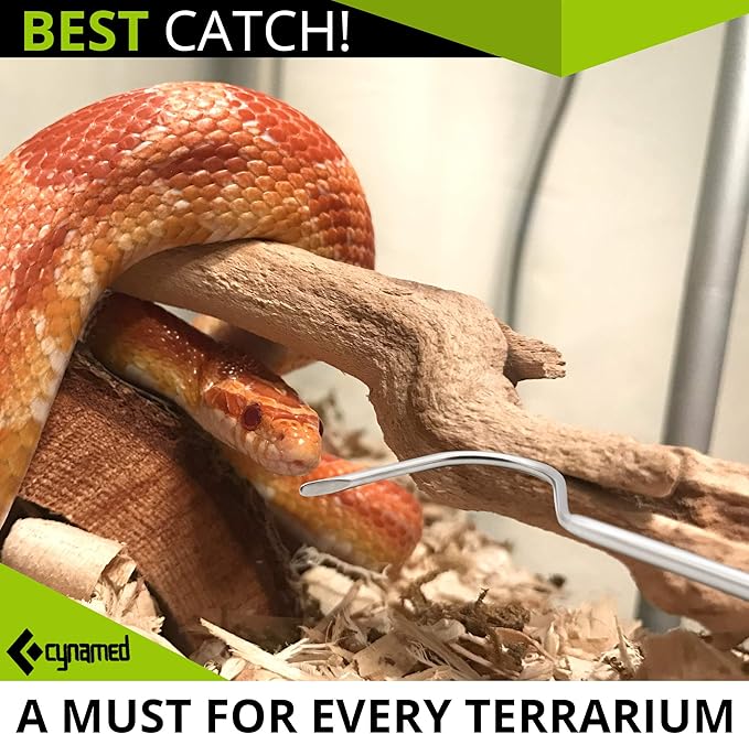 Cynamed Professional Stainless Steel Probe Snake Hook Reptile Catcher Stick Rattlesnake Grabber Pick-up Handling Tool