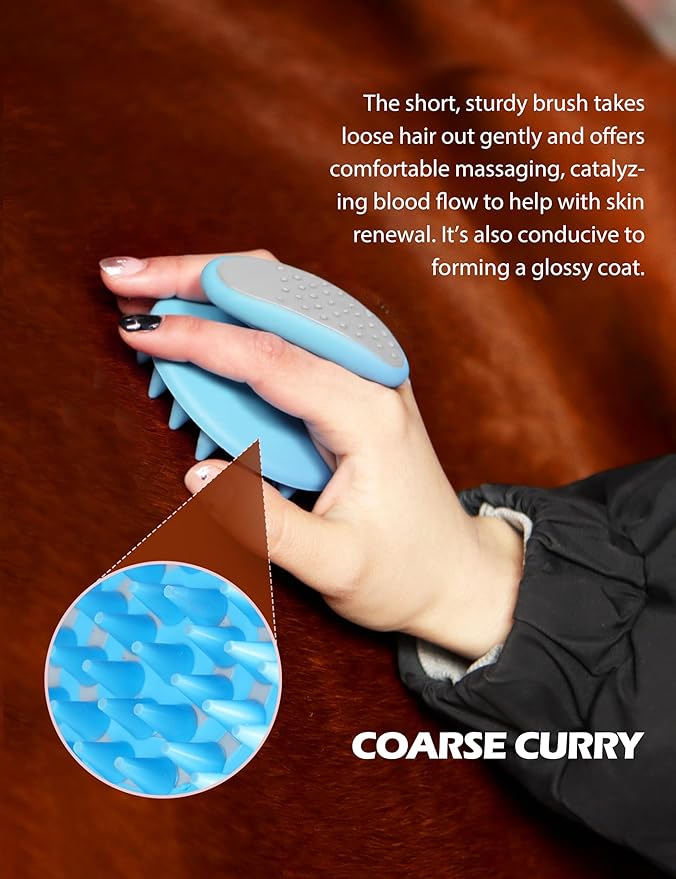 Horse Grooming Kit, 9-Piece Grooming Tools Set for Daily Horse Care – Includes All Essential Tools for Everyday Grooming Soft Blue