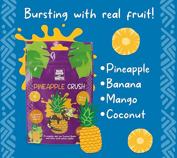 Blue River Diets Crested Gecko Diet | Pineapple Crush | All Natural Low Fat Complete Gecko Food | 2.1oz