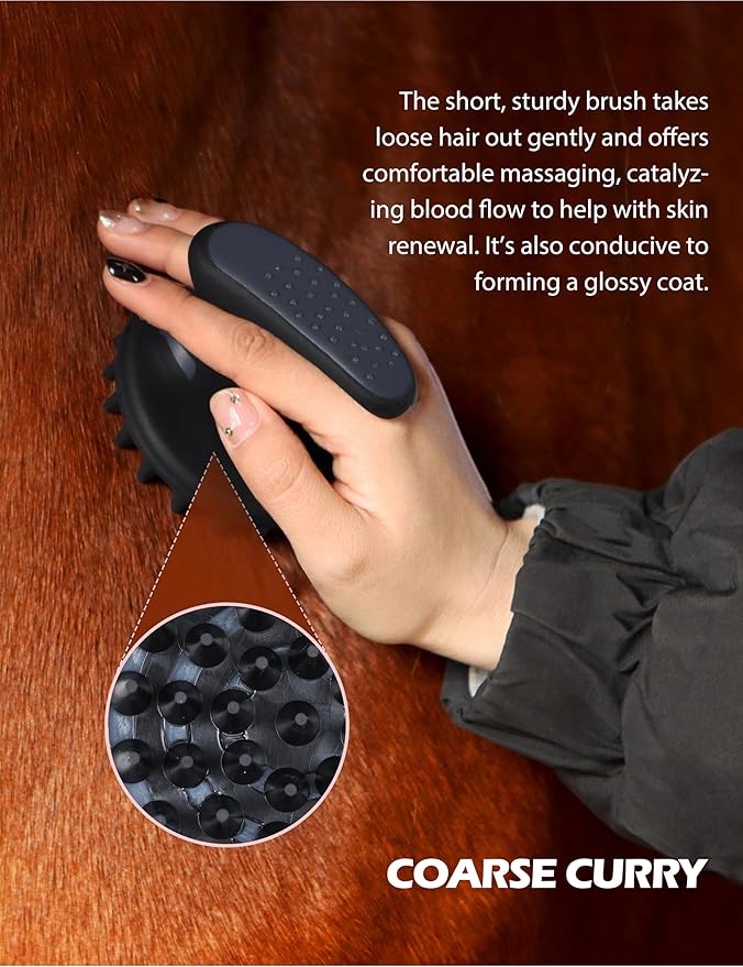 Horse Grooming Kit, 9-Piece Grooming Tools Set for Daily Horse Care – Includes All Essential Tools for Everyday Grooming Black