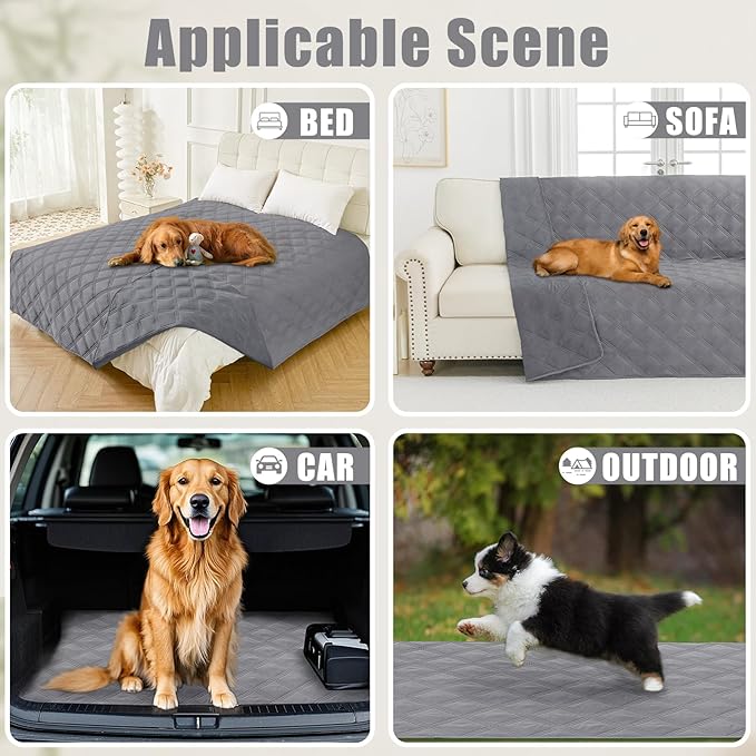 Smiry Waterproof Dog Bed Cover Blanket 40x70, Soft Reversible Pet Blanket, Washable Leakproof Cats Dogs Couch Cover for Sofa, Couch, Furniture, Grey/Grey