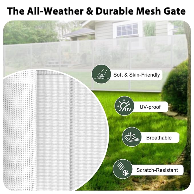 200" Extra Wide Baby Gate Retractable Dog Gate, 16ft Retractable Baby Gates Extra Wide Dog Gate Retractable Fence, 48" Tall Pet Gate Retractable Gate Outdoor for Driveway, Garage Gates for Dogs, White
