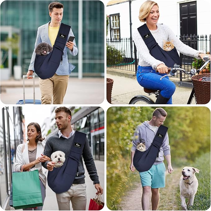 CUBY Dog and Cat Sling Carrier - Hands Free Reversible Pet Papoose Bag - Soft Pouch and Tote Design - Suitable for Puppy, Small Dogs Cats Outdoor