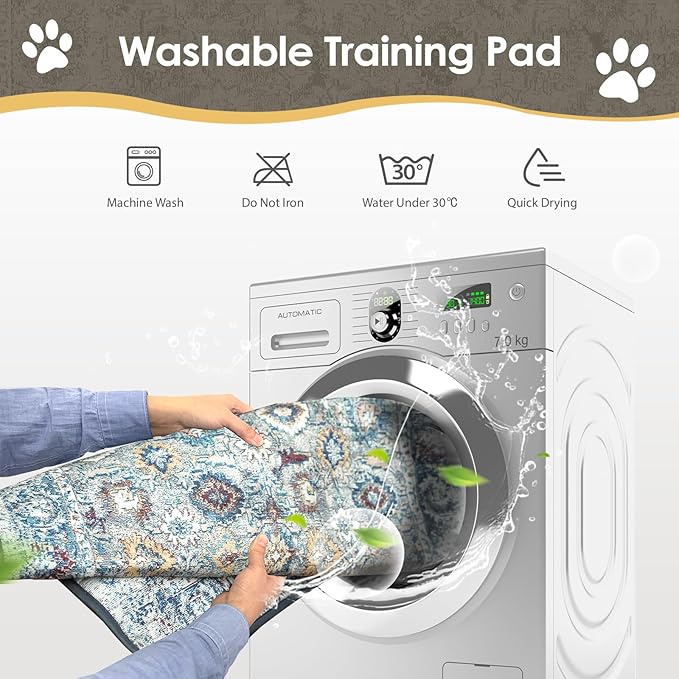 SCLOSE Washable Pee Pads for Dogs Large 2 Pack, 48" x 48" Reusable Puppy Pads Waterproof Dog Rugs, Super Absorbent, Leakproof, Dog Crate Pad, Playpen Mat, Whelping Pads, Vintage