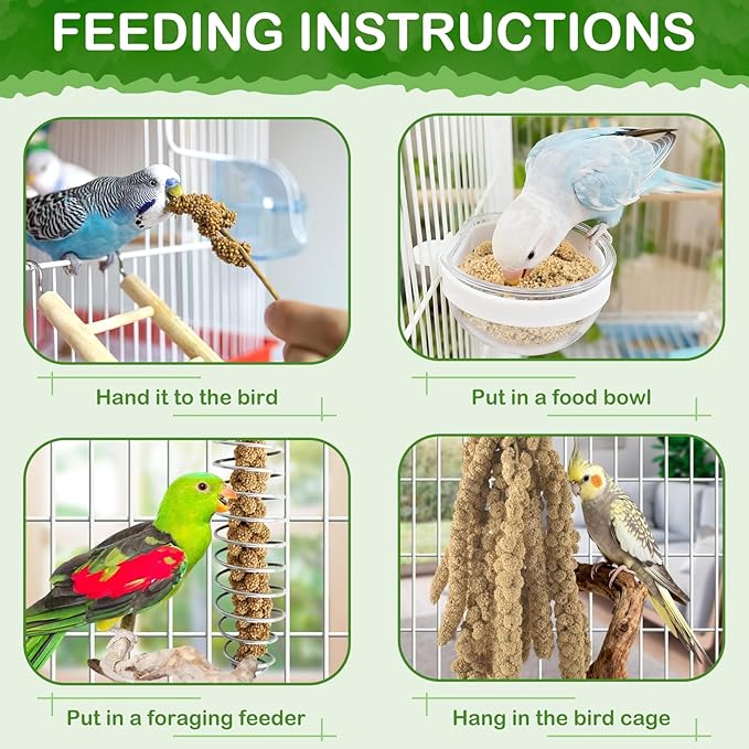 ERKOON 3.5LB Spray Millet Treat, All Natural Sun-Dried Healthy Treat Parrot Food Bird Snack for Parakeets, Lovebirds, Cockatiels, Finches, Budgies, Canaries Hamster, Bird Food Bulk
