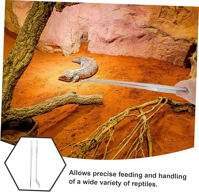 2pcs Extra Reptile Feeding Tongs Straight Curved Tips for Precise Handling of Turtles Bearded Dragons Other Crawling Pets Ergonomic Design for Easy Use Aquariums Terrariums