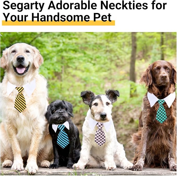 Segarty Dog Necktie Collar, 6pcs Dog Tie for Medium and Large Dogs, Adjustable Collar with Stripped Formal Neck Tie for Dogs Cats Tuxedo Tux Outfits, Birthday, Wedding, Christmas Costumes