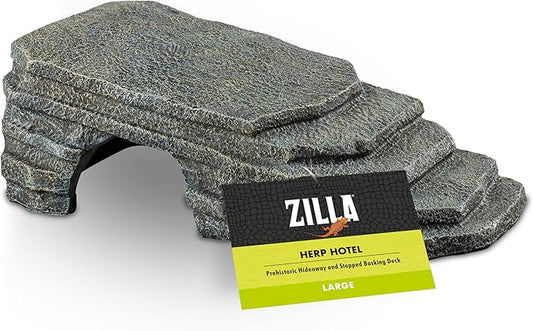 Zilla Herp Hotel, Naturalistic Hide and Basking-Platform for Leopard Geckos, Bearded Dragons, Anoles, Large