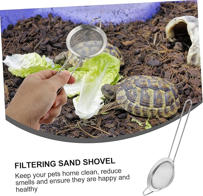 Mipcase 6pcs Stainless Steel Reptile Sand Shovel for Tortoise and Lizard Litter Cleaning Fine Mesh Sifting Tool for Effortless Waste Removal and Bedding Maintenance