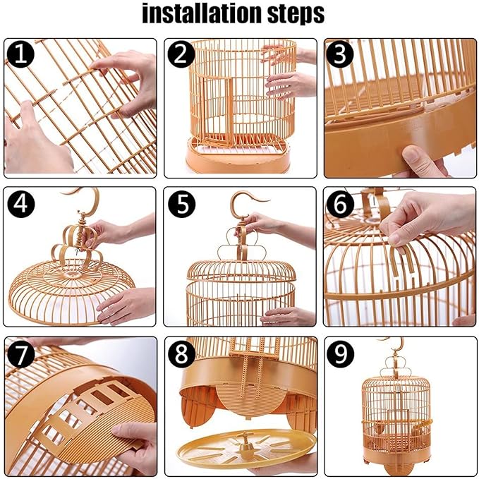 ENGENDER Bird Cage Lightweight Bird Carrier Portable Bird Cage Bag Feeding Cup Plastic Bird Travel Cage for Xuanfeng Canary Love Bird Breeding Cage Parakeet Cage