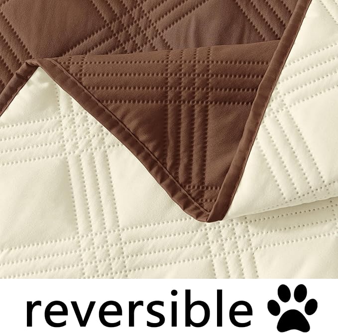 hyha Waterproof Dog Blanket, Reversible Pet Bed Blanket, Soft Sofa Couch Cover for Dogs Washable, Waterproof Pet Couch Covers for Sofa Puppy Cats Furniture Protector(68"x82", Brown/Beige)