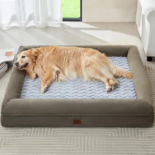 WNPETHOME XL Extra Large Dog Bed, Washable Dog Couch with Removable Waterproof Cover, Orthopedic Large Pet Sofa Bed with Bolster Sides for Sleeping