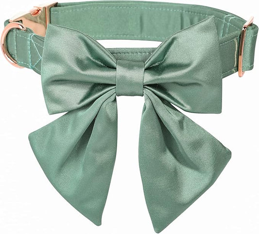 Lionet Paws Bowtie Dog Collar - Comfortable Silk Dog Collar with Detachable Bow Tie for Puppy and Cat, Neck 8-12 Inches