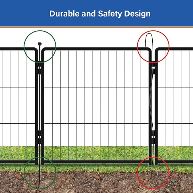 Dog Playpen 36 inch 12 Panels for Indoor & Outdoor Use – Heavy-Duty Metal Pet Fence with Ground Stakes, Rounded Ball Tops for Safety, Stable & Foldable Design, Easy to Assemble