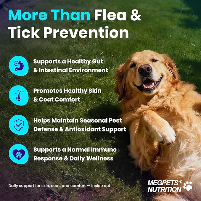 Flea and Tick Support for Dogs Chewable, 300 Soft Chews, Skin & Coat Support, Digestive Support, Chicken Flavor, All Breeds & Sizes