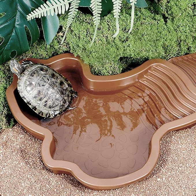 Pet Amphibian Basin – Turtle Bathing, Aquarium Climbing, Shower | Turtle Bathing for Reptiles, Aquatic Pets, Sunbathing, Swimming, and Outdoor or Indoor Relaxation