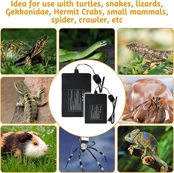Hamiledyi Reptile Heating Pad 23W, Waterproof Under Tank Heater Mat 8x12 Inch for 30-40 Gallon Terrariums, Safe Heat Mat for Bearded Dragons, Leopard Geckos, Hermit Crabs, Snakes & Lizards
