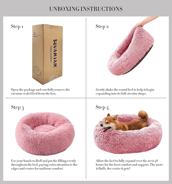 Comfort Donut Dog Bed for Small Dogs, Cat Bed & Pet Bed for Indoor Use, Medium Size with Soft Plush, Round Dog Beds for Large Dogs and Cats(Rubber Red,24''Lx24''Wx8''Th)