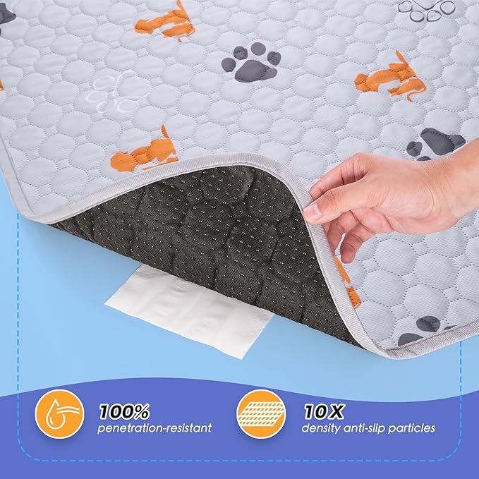WanpeeGoo Washable Pee Pads for Dogs, 1 Pack Absorbent Reusable Training Dog Pads Pet Puppy Pads, Non-Slip Potty Pads for Whelping, Playpen, Crate, Bed, Orange, 63"x63"