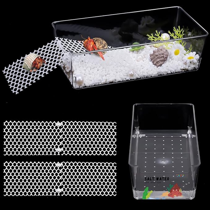 2 Pack Large Hermit Crab Water Tank,Hermit Crab Cage with Climbing Ramps,Hermit Crabs Salt Water Pool for Small or Medium Hermit Crabs Climbing Toys (2Pack Large)