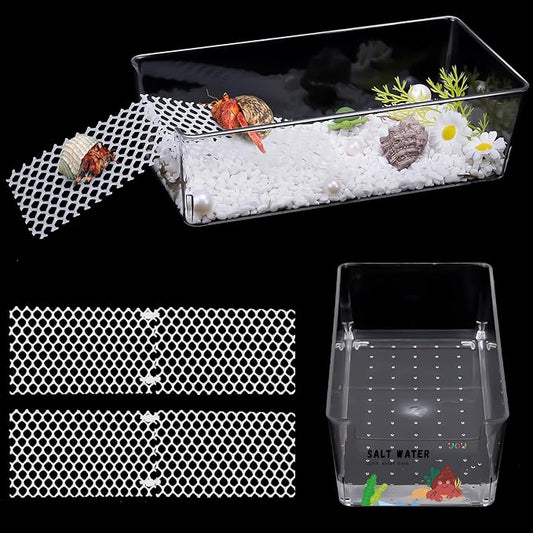 2 Pack Large Hermit Crab Water Tank,Hermit Crab Cage with Climbing Ramps,Hermit Crabs Salt Water Pool for Small or Medium Hermit Crabs Climbing Toys (2Pack Large)