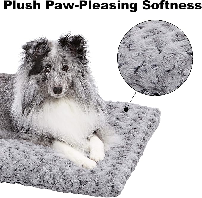 MidWest Homes for Pets XL QuietTime Deluxe Gray Ombre Swirl Plush Pet Bed, Machine Washable, Non-Skid Bottom, Soft Crate Mat for 48-inch Crates