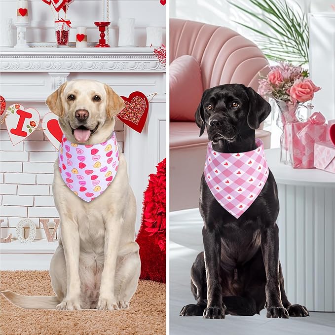 Valentine's Dog Bandanas Small 1PCS, Triangle Reversible Sweetheart Scarf for Boy and Girl, Love Bibs Accessories for Small XS Dogs Cats
