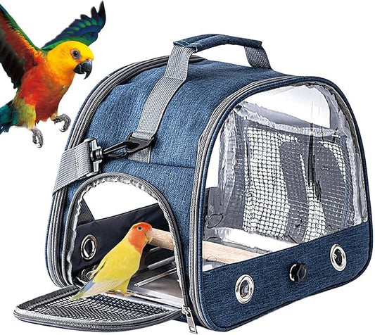 Bird Travel Cage - 33x24x26cm Small Parrot Bird Travel Cage, Lightweight Backpack for Parrot with Shoulder Strap | Portable Small Animal Carrier | Portable Birds Backpack for Budgies, Parakeets, Gent