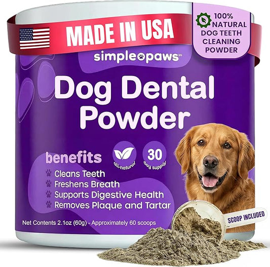 Dog Dental Powder for Teeth Cleaning - Dental Powder for Dogs Teeth – Prevent Dog Bad Breath with Probiotics for Fresh Breath & Oral Health – Chicken Flavored, 60 Scoop Supply