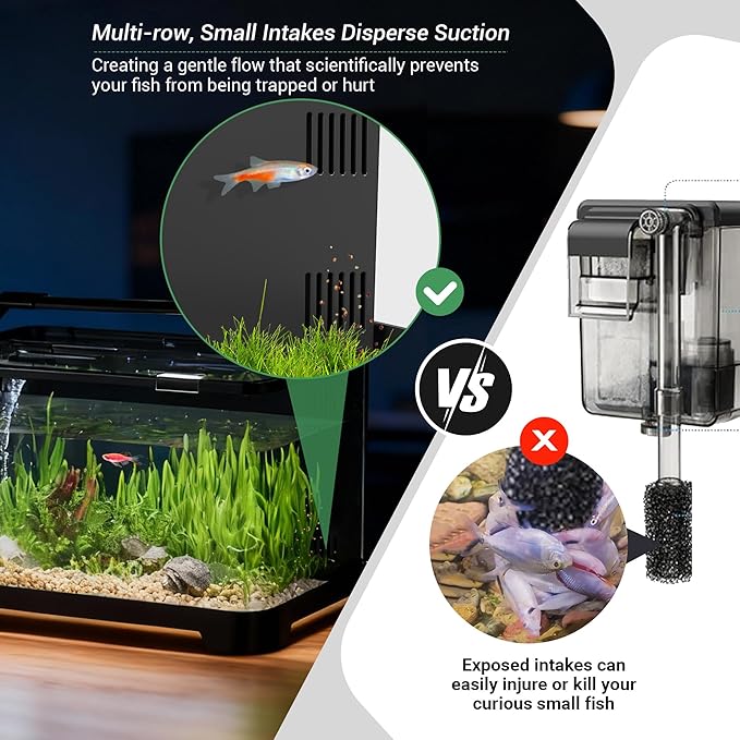 3.5 Gallon Self Cleaning Fish Tank, Aquarium Starter Kit for Betta, Small Fish & Shrimp, Betta Fish Tank with Heater, Thermometer Strip, LED Light, Hidden Filtration System and Water Changer Kit