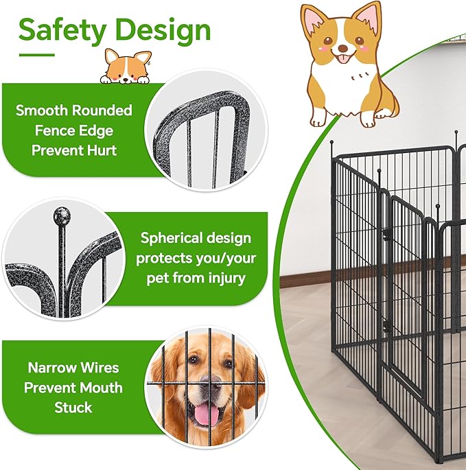 Mr Ironstone 40" Height Dog Playpen with Anti-Rust Coating – 16 Panels Portable & Foldable Indoor/Outdoor Pet Fence for Large, Medium, or Small Dogs – Durable Exercise Pen