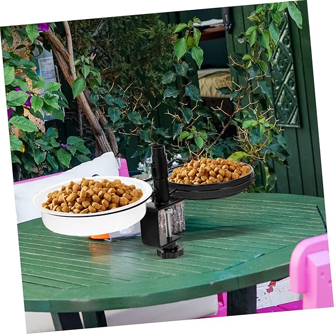Bird Food Container Double Bowl Bird Feeder Water Dispenser for Garden and Backyard Metal Construction Easy to Install