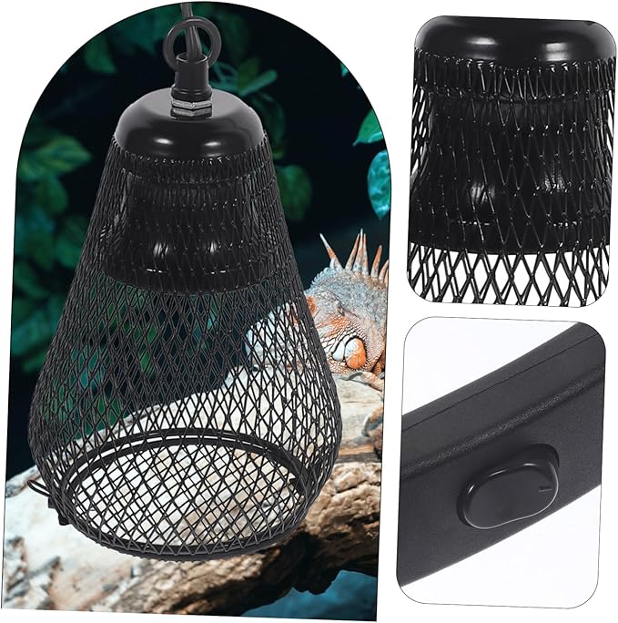 Happyyami Reptile Heating Lamp Shade Hook Scale Lamp Mesh Cover Heat-Resistant Easy Install Remove for Reptile Tank Decor