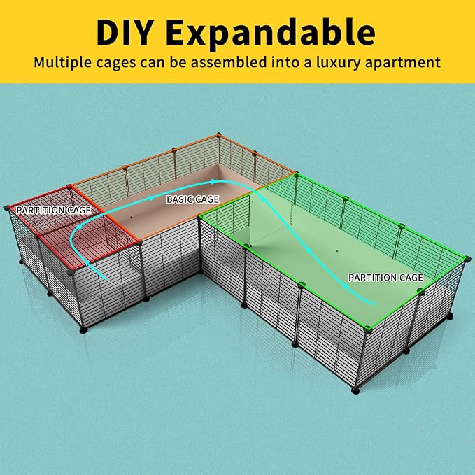 Oneluck Guinea Pig Cage, Indoor Habitat with Waterproof Plastic Bottom,Playpen for Small Pet Bunny, Turtle, Hamster, Partition cage