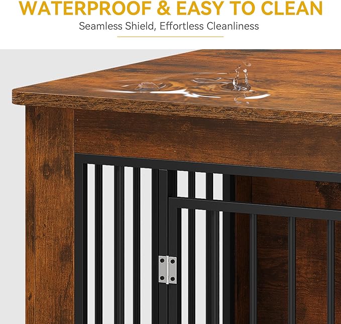 DWVO Dog Crate Furniture, 38 Inch Dog Kennel Indoor Furniture End Table for Dogs, Farmhouse Decorative Wooden Cage, Chew-Resistant, Rustic Brown