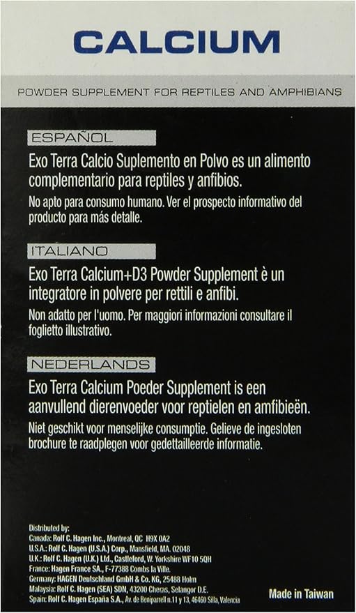 Exo Terra Calcium Powder Supplement for Reptiles and Amphibians, 3.2 Oz., PT 1851 (Pack of 2)