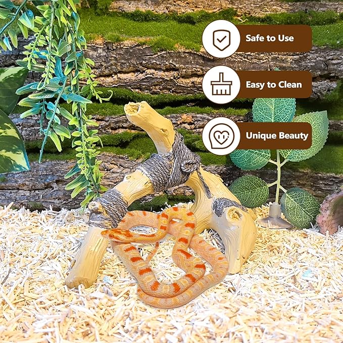 Tfwadmx Snake Climbing Branch, Reptile Wood Trunk Branches Decor Resin Reptile Climbing Wood Branches Gecko Tank Branches Decor Chameleon Cage Accessories for Lizards, Tarantulas, Frogs