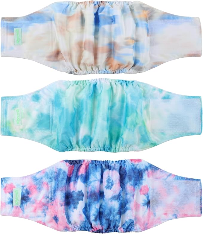 wegreeco Washable Male Dog Belly Band (Stylish Pattern)- Pack of 3 - Washable Male Dog Belly Wrap, Dog Diapers Male (Tie-dye, Sky, X-Large)