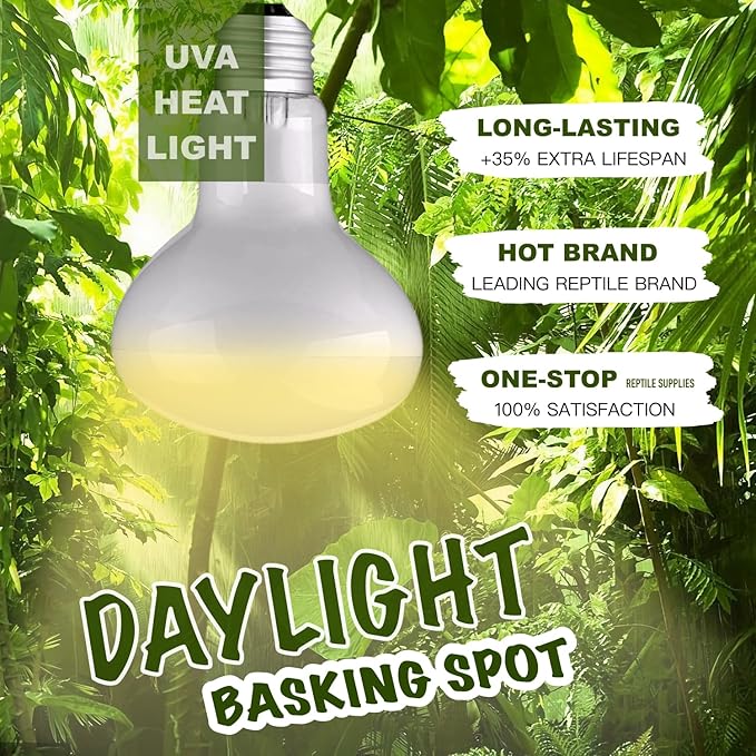 Reptile Heat Bulb Lamp, 150W 2-Pack Daylight Basking Spot, Bearded Dragon/Turtle/Lzard/Gecko Light Bulb, UVA Heat Lamp, Basking Light for Reptiles