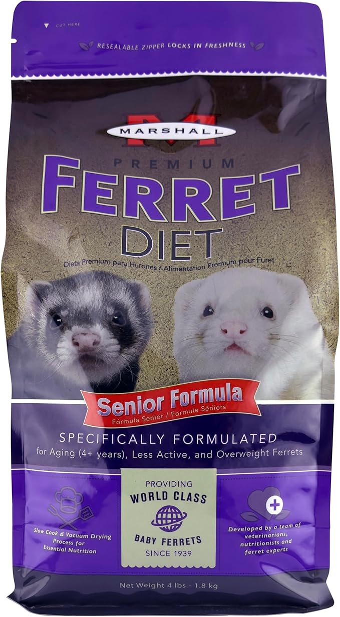 Marshall Premium Ferret Diet Senior Formula – 4 lbs – Supports Digestion, Muscle Health & Vitality – Balanced Nutrition for Aging Ferrets with Essential Nutrients