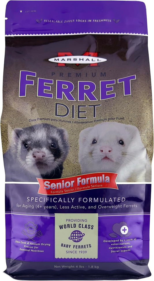 Marshall Premium Ferret Diet Senior Formula – 4 lbs – Supports Digestion, Muscle Health & Vitality – Balanced Nutrition for Aging Ferrets with Essential Nutrients