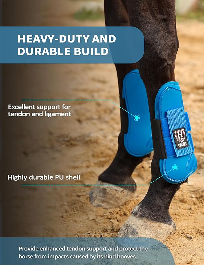 Harrison Howard Horse Tendon Boots Open Front/Fetlock Boot for Horse Protective Boots for Jumping, Trail Riding Set of 4