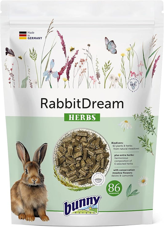 Bunny Nature RabbitDream Herbs (3.3 lbs) - Natural Adult Rabbit Food with 63 Meadow Plants & Herbs for Digestion, Dental Health & Immunity - No Sugar