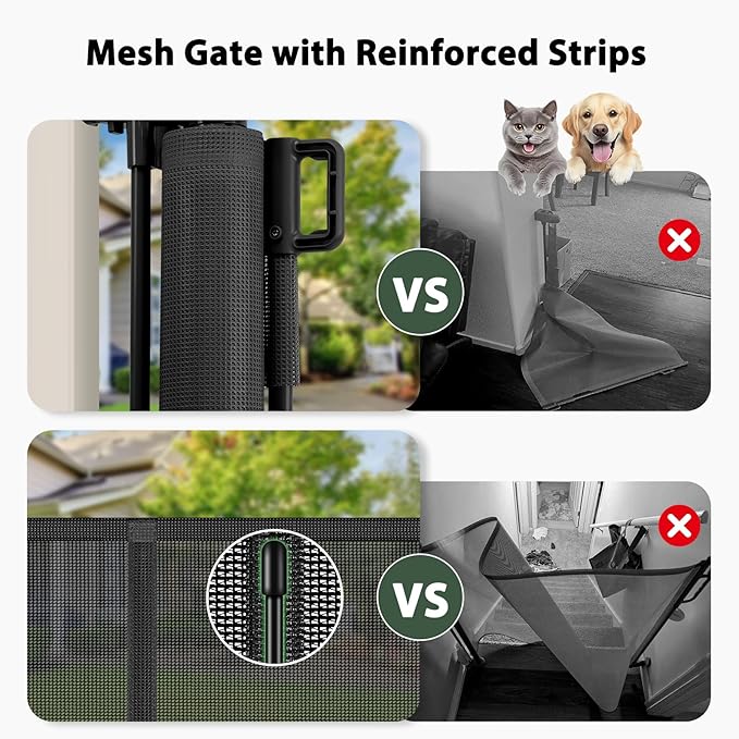 250" Reinforced Extra Wide Baby Gate Retractable Dog Gate, 21ft Extra Long Baby Gate Retractable Gates for Dogs, 48" Extra Tall Pet Gate Retractable Fence Outdoor Gate for Deck/Garage/Patio, Black