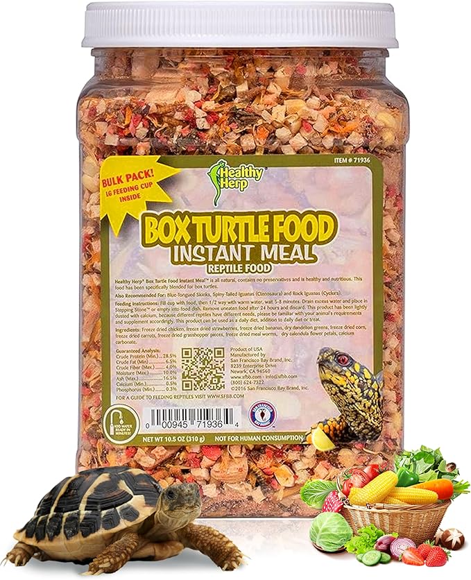 Healthy Herp Box Turtle Food Instant Meal for Reptiles - Nutritious Turtle Food, Tortoise Habitat Accessories, Tortoise Food - Made in USA, Quick Prep - 10.5 oz (310g)