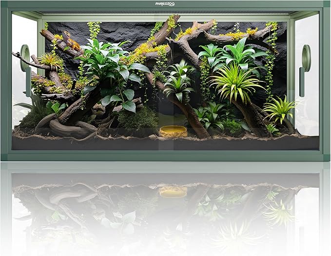 Phailozoo 50 Gallon Bearded Dragon Tank, Reptile Enclosure for Easy Maintenance, Front Opening Reptile Tank with Top Screen Ventilation & Glass Sliding Door 36''x18''x18''