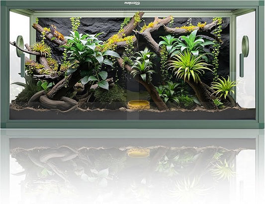 Phailozoo 50 Gallon Bearded Dragon Tank, Reptile Enclosure for Easy Maintenance, Front Opening Reptile Tank with Top Screen Ventilation & Glass Sliding Door 36''x18''x18''