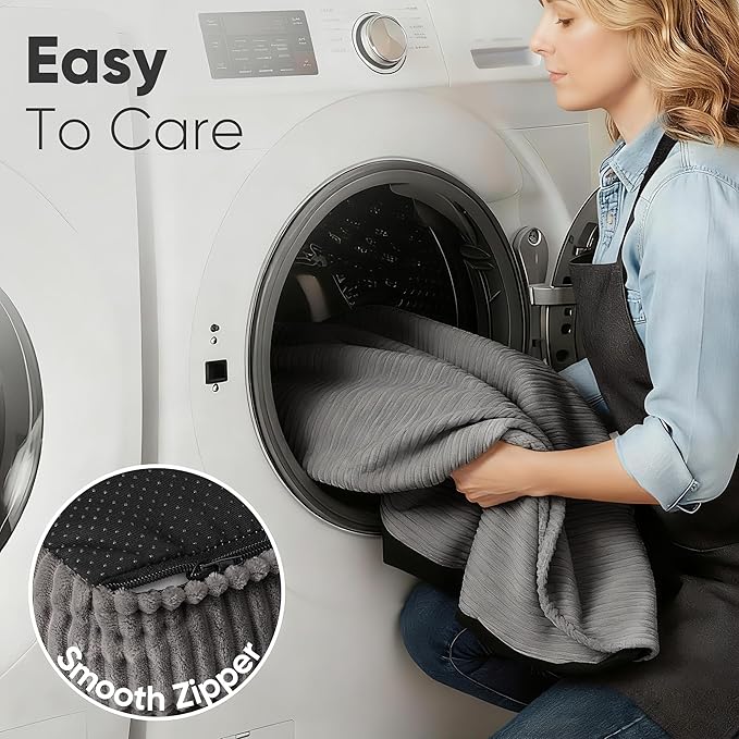 FUKUMARU Cute Dog Bed, Thickened Orthopedic Dogs Couch, 36in Egg Crate Foam Pet Sofa for Medium to Large Dogs, Waterproof Warm Corduroy Pet Bed with Washable Cover, Dark Grey