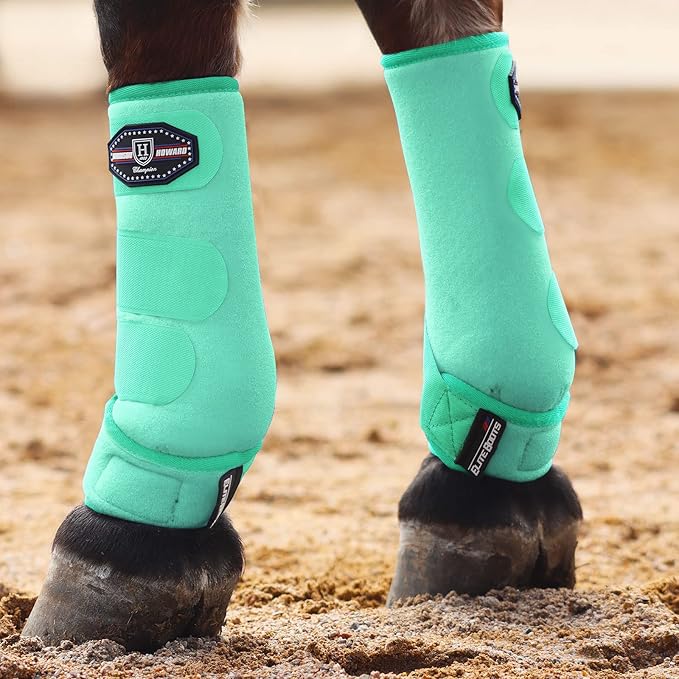 Harrison Howard Horse Sport Medicine Front Shock-Absorbing Boots All-Round Lower Limb Protection & Support Sport Boots Perfect for Endurance Training and Performance Pack of 2 Mint M
